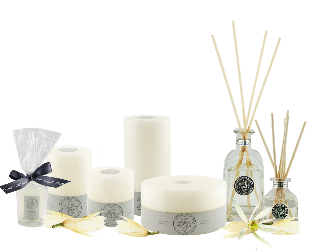 The Candle Company的白蘭花家居香氛系列。