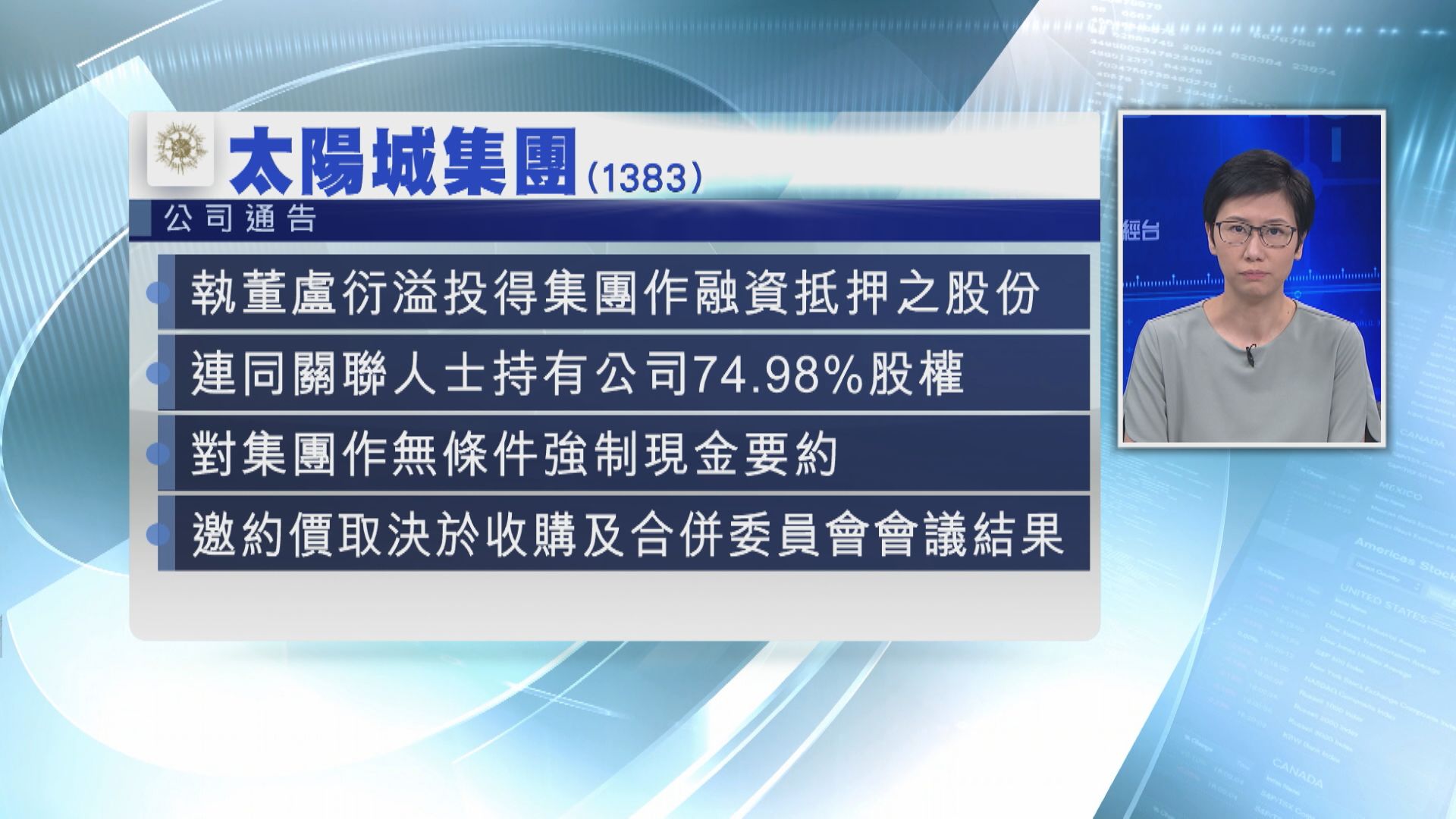 【洗米華「愛將」】盧衍溢擬接手太陽城  復牌曾飆2.5倍