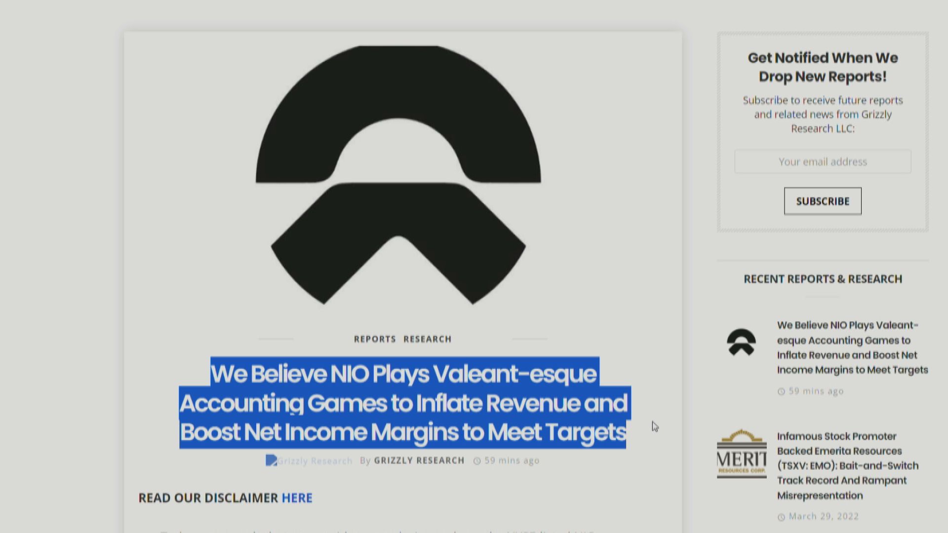 【遭「空軍」狙擊】被指篤數！蔚來:報告充斥大量不實訊息