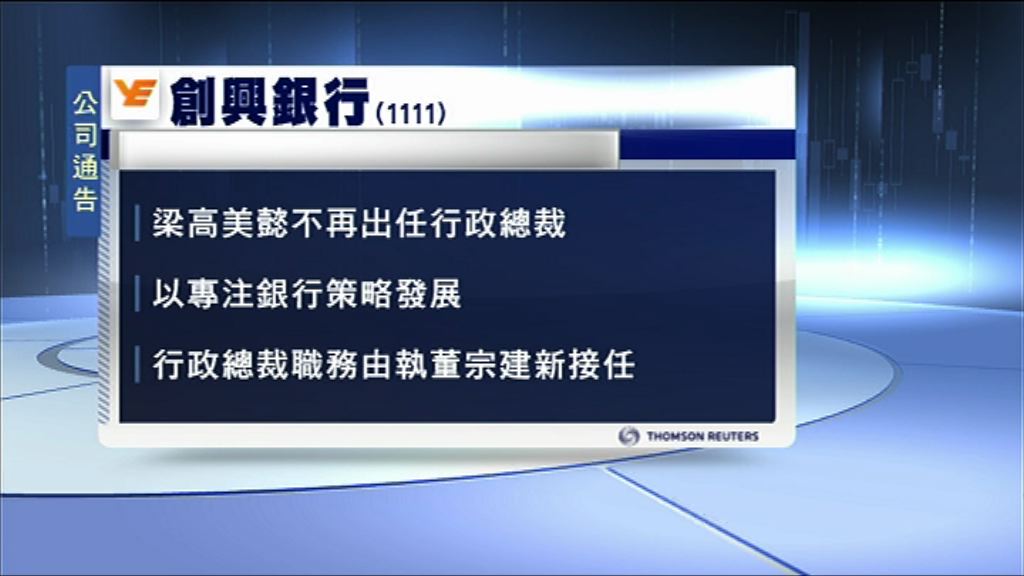 【專注督導發展】梁高美懿不再兼任創興銀行CEO