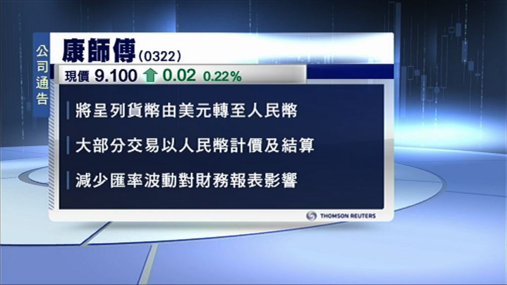 康師傅：財務報表改以人民幣呈列