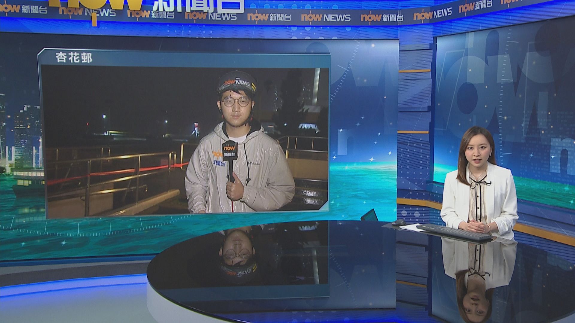 杏花邨直擊｜風雨越夜越大　海浪濺起高至燈柱