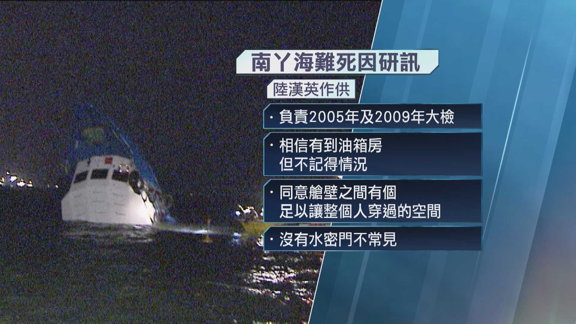 南丫海難死因研訊｜海事處職員：南丫四號船壁有通道但無水密門不常見　若不覺改裝過一般不理會