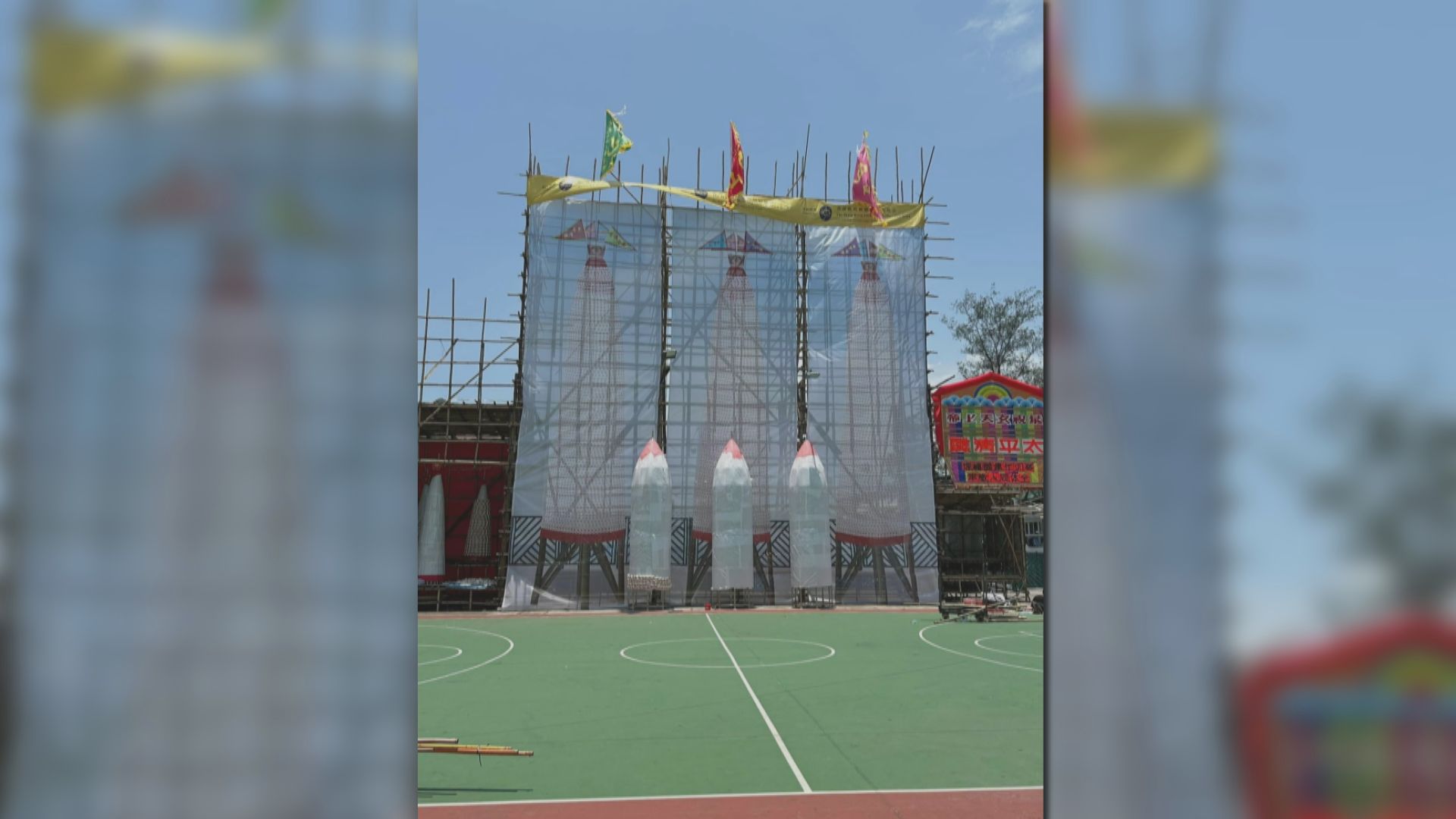 長洲三座包山因人手未能及時製作 改以掛畫代替