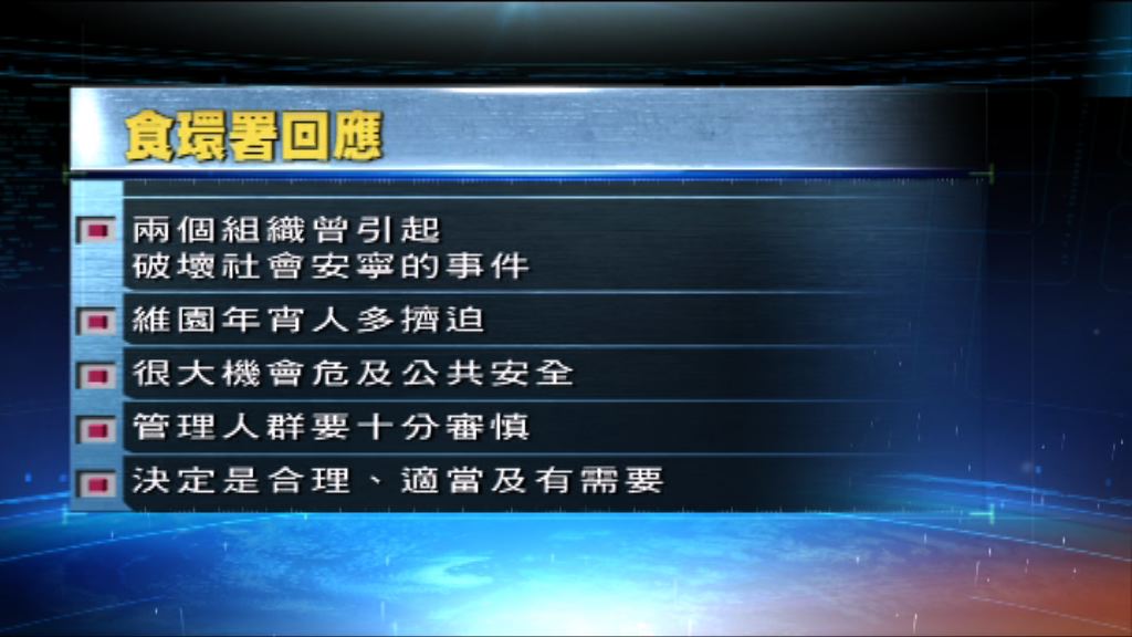 食環署：出售宣揚港獨貨品或危及公共安全