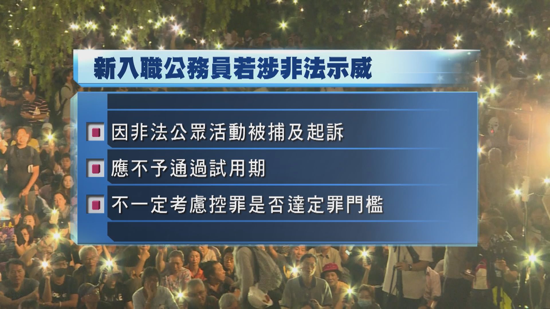 新入職公務員若涉反政府非法示威　不予通過試用期