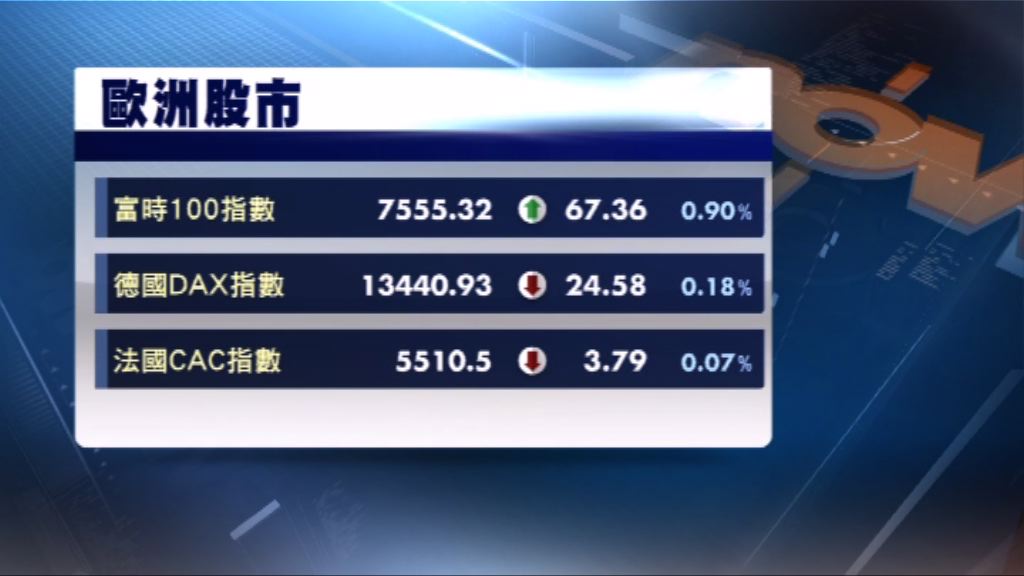 歐洲三大股市收市個別發展