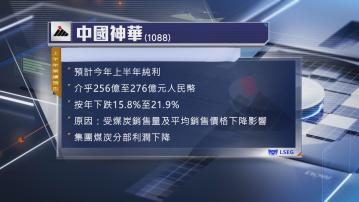 【煤炭銷售「雙降」】神華料上半年最多少賺近22%