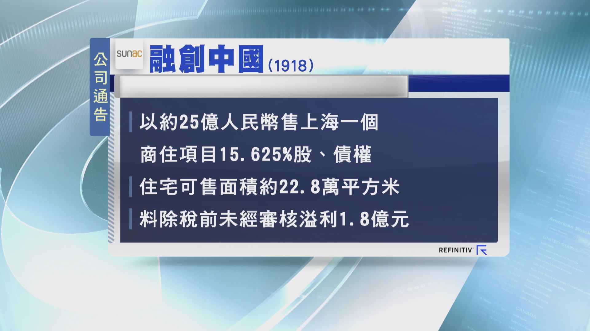 【內房危機】融創25億人幣售上海項目權益