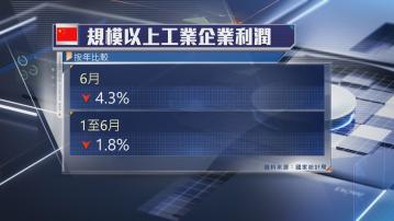 【連跌兩個月】內地6月工業企業利潤跌4.3%