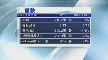 【季績勝預期】微軟上季多賺33% 收入增速兩年最快