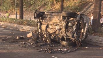 大埔汀角路電單車與私家車相撞起火 一人傷
