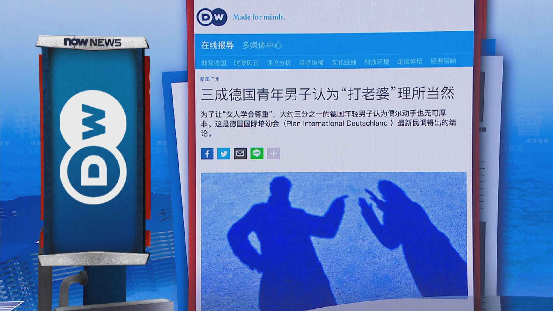 【環球薈報】德國民調：三分一男性認為對女伴動手可以接受