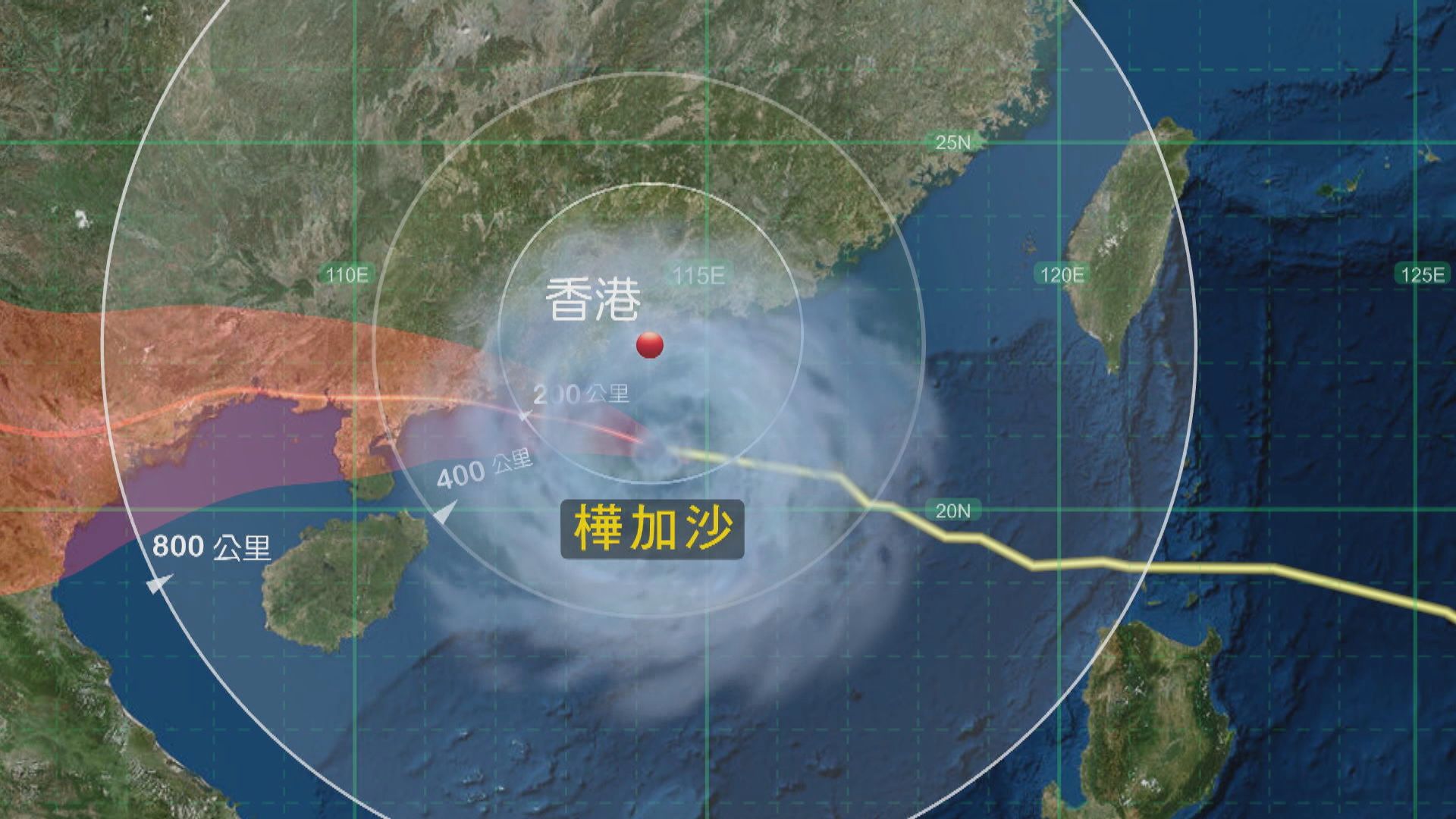 樺加沙襲港｜十號颶風信號生效　料颶風區繼續影響本港南部地區