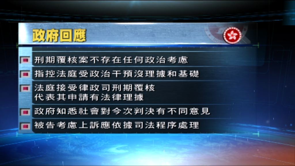 政府指刑期覆核不存在政治考慮