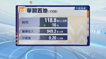 華潤置地中期多賺逾一成