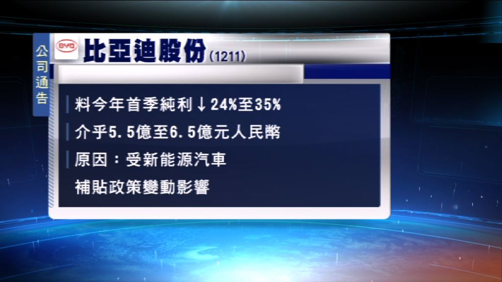 比亞迪股份發公司盈利預喜