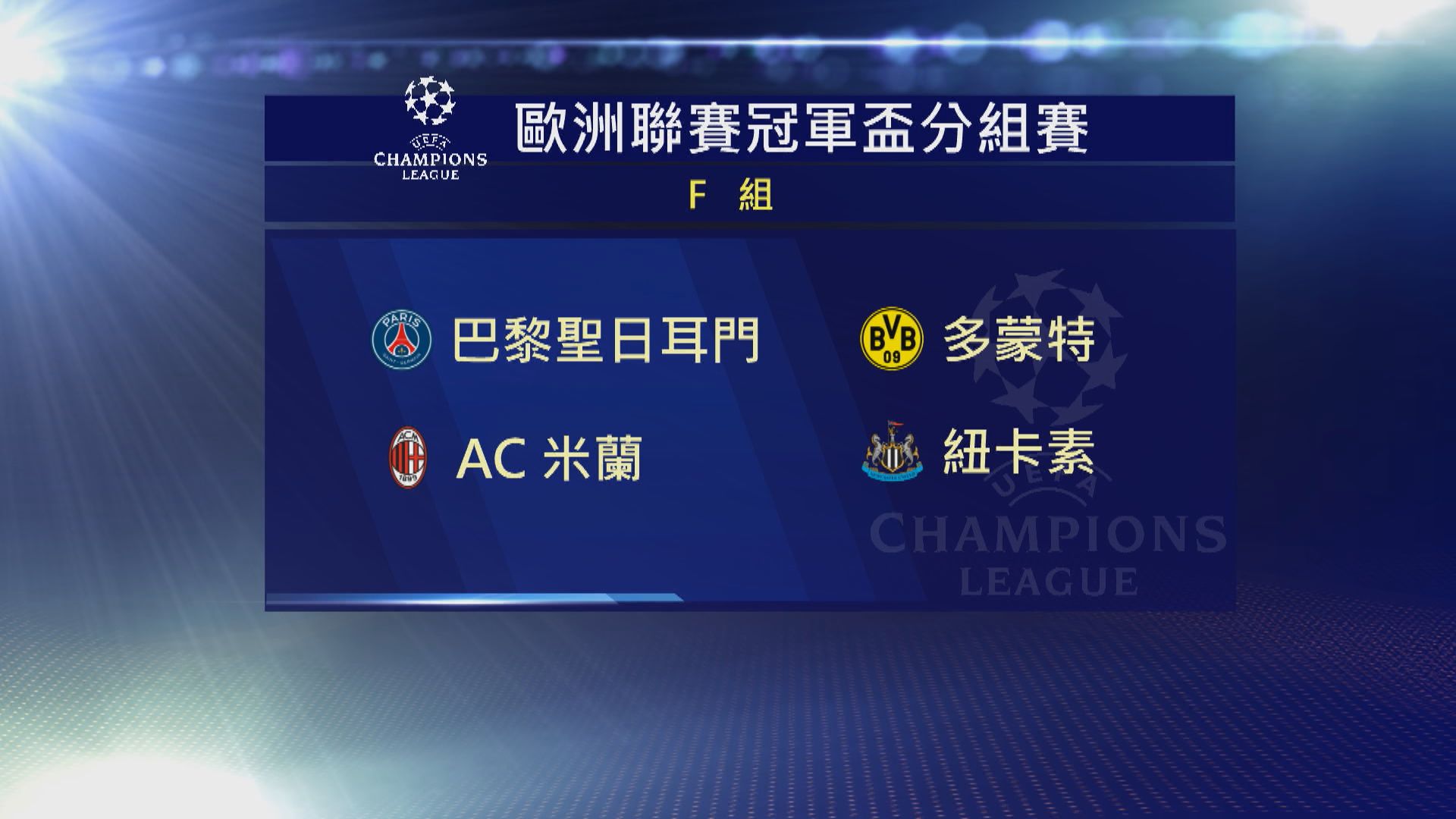 歐聯分組賽抽籤 紐卡素落入「死亡之組」