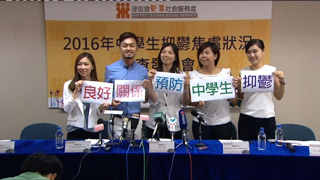 調查：近四成中學生有抑鬱症狀