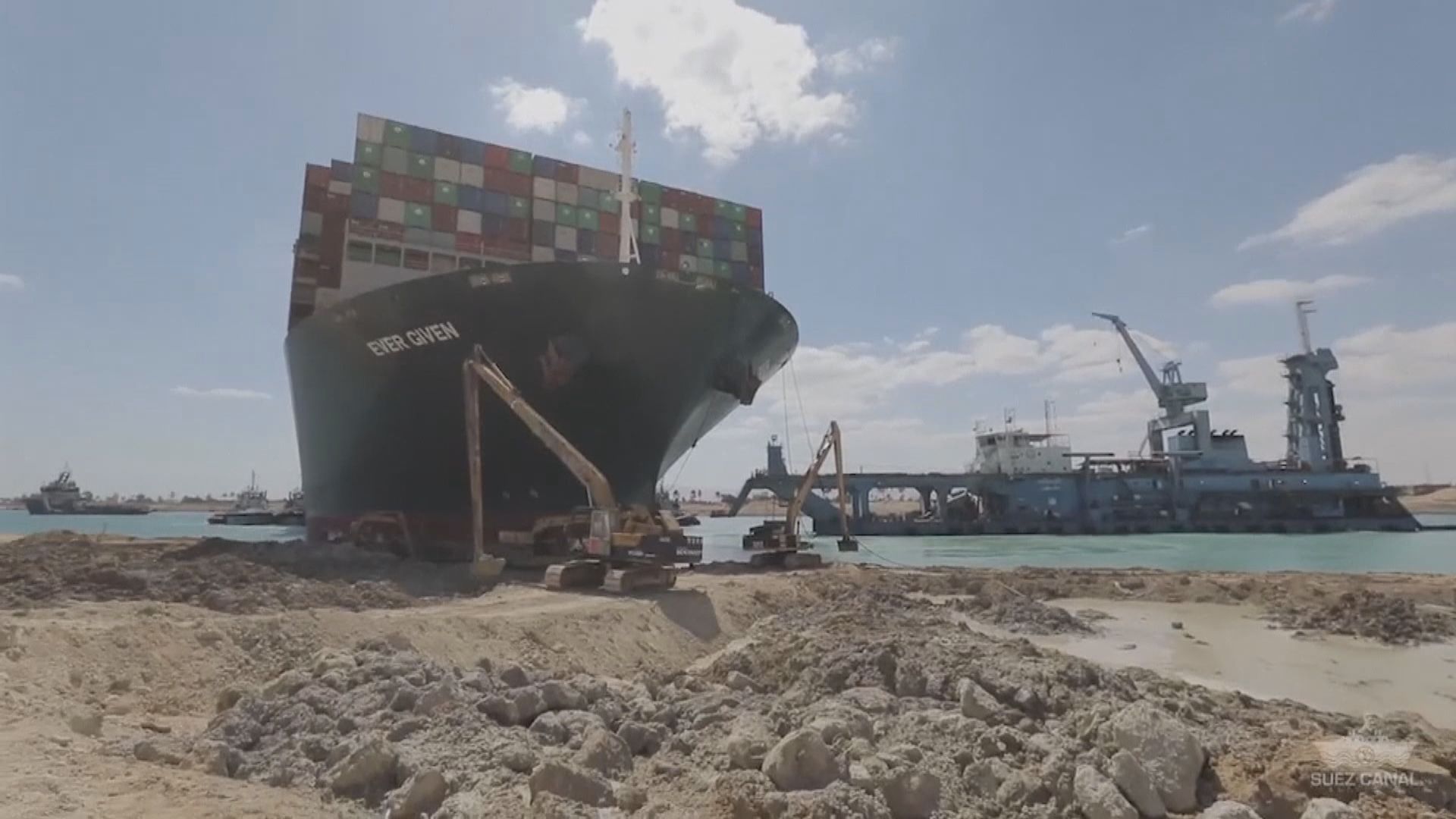 消息：長賜號船身強風下再次打斜　未有擱淺