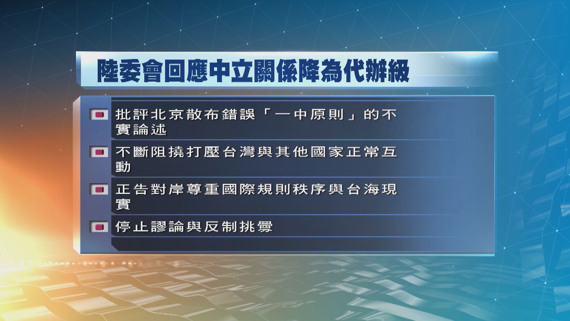 陸委會促北京尊重國際規則秩序與台海現實