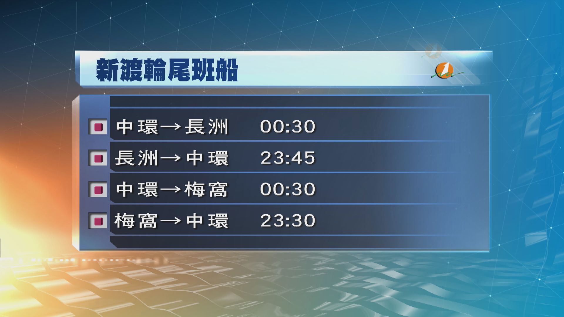 來往榕樹灣、索罟灣及坪洲的航班已暫停服務