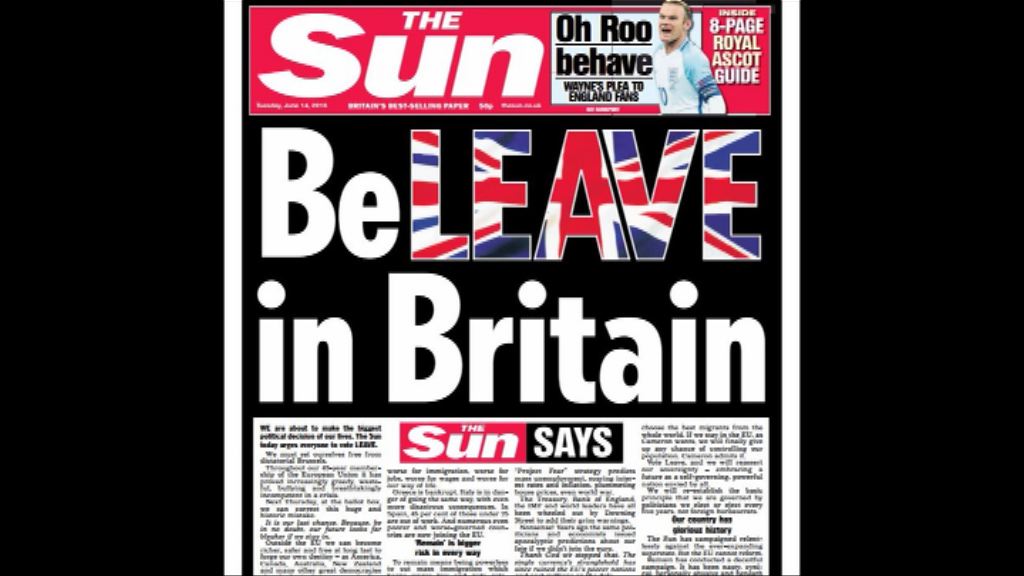 英國《太陽報》公開表態支持脫歐