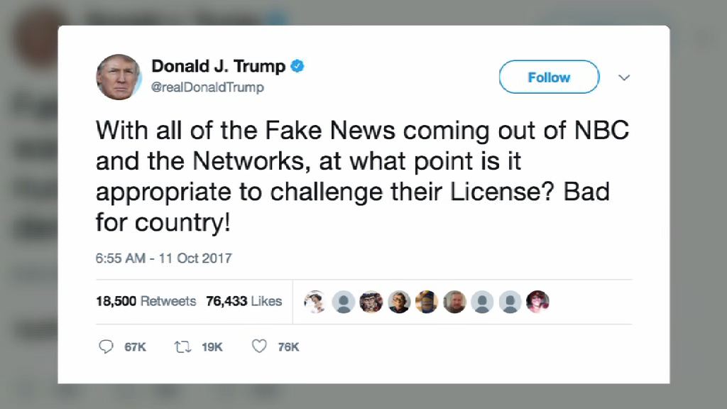 特朗普威脅要吊銷電視台牌照