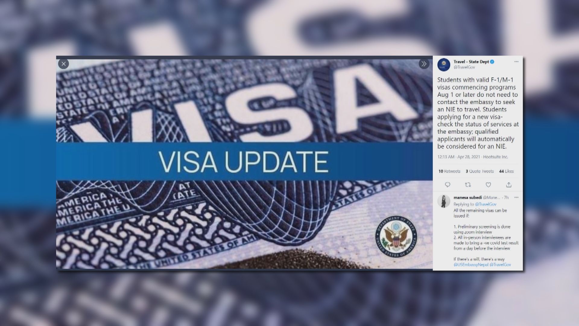 美國務院放寬禁令　中國留學生八月起可赴美