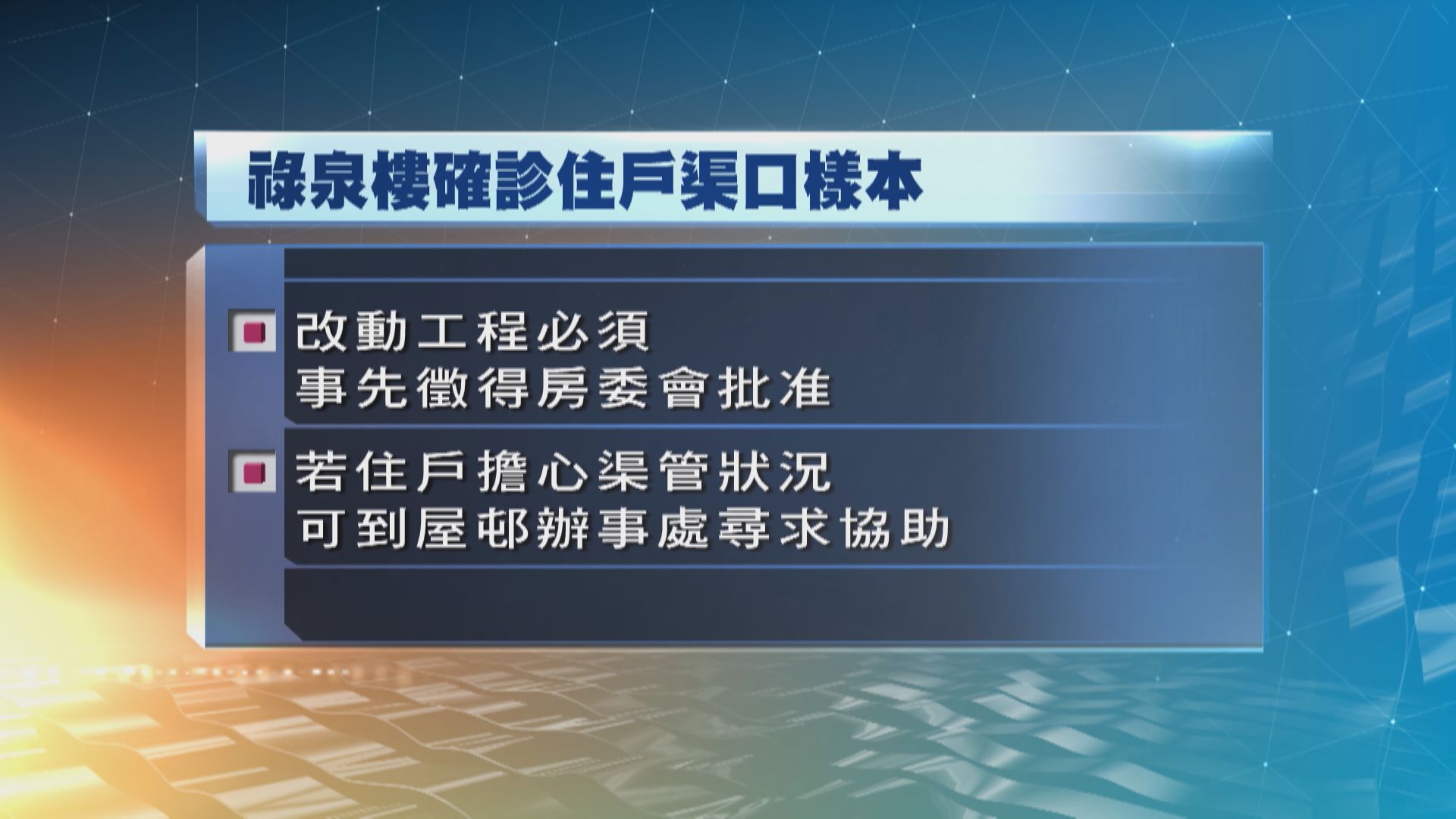 房屋署：已為瀝源邨祿泉樓大部分10號及12號單位檢查及維修