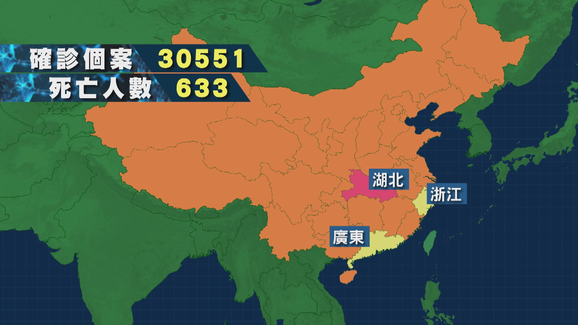 內地新型冠狀病毒肺炎確診個案突破三萬宗