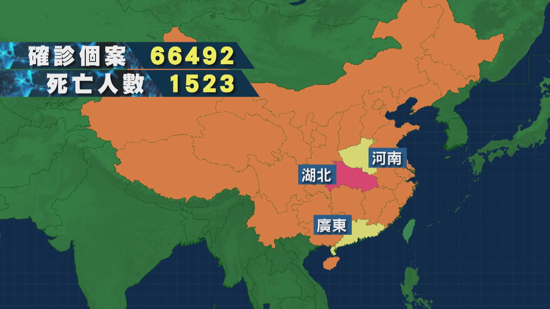 內地確診個案突破六萬六千宗